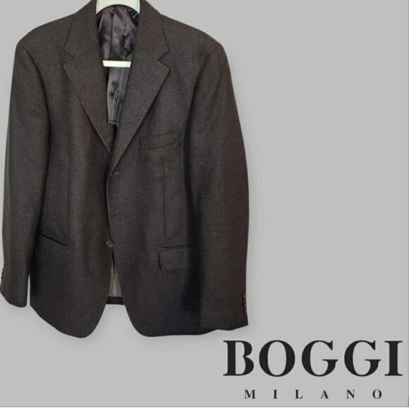 BOGGI Milano Made in Italy  Brown Blazer Suit Jacket Mens Large - Picture 1 of 16